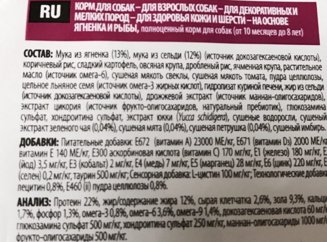 Состав корма Фест Чойс